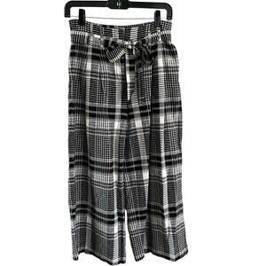 Ett:twa Anthropologie 0 Luca Plaid Wide Leg Crops Crop Pants High Rise Belted